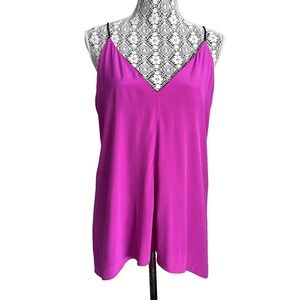 MILLY Fly-Away Stretch Silk Racerback Cami Swing Festival Tank Top size 10 Pink